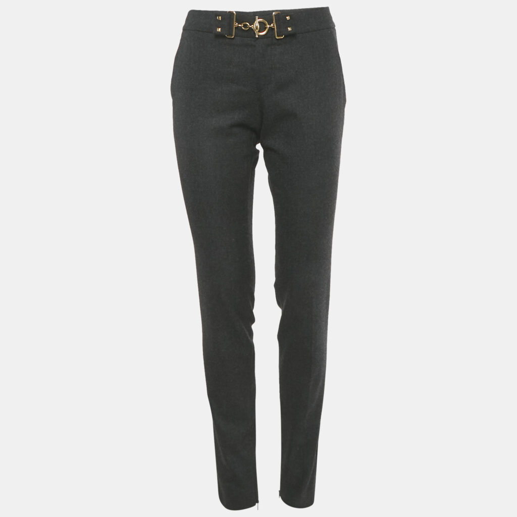Gucci Grey Wool Waist Detail Trousers M Gucci Grey Wool Waist Detail Trousers M