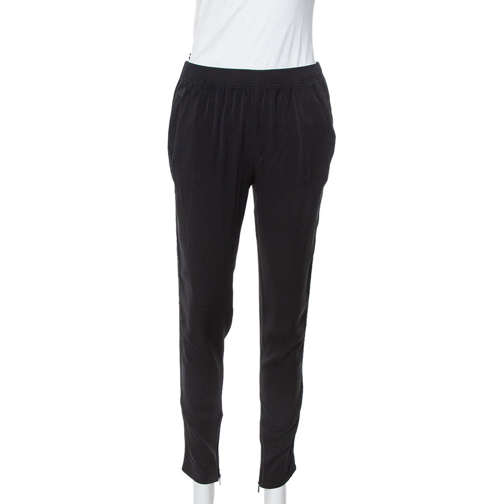 Gucci Black Silk Crepe Tapered Trousers S