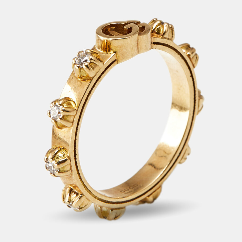 luxury-women-gucci-used-fine-jewelry-p1225000-005-1.jpg Gucci Le Marche Des Marveilles Pearl Diamonds 18k Two Tone Gold Ring Size 49
