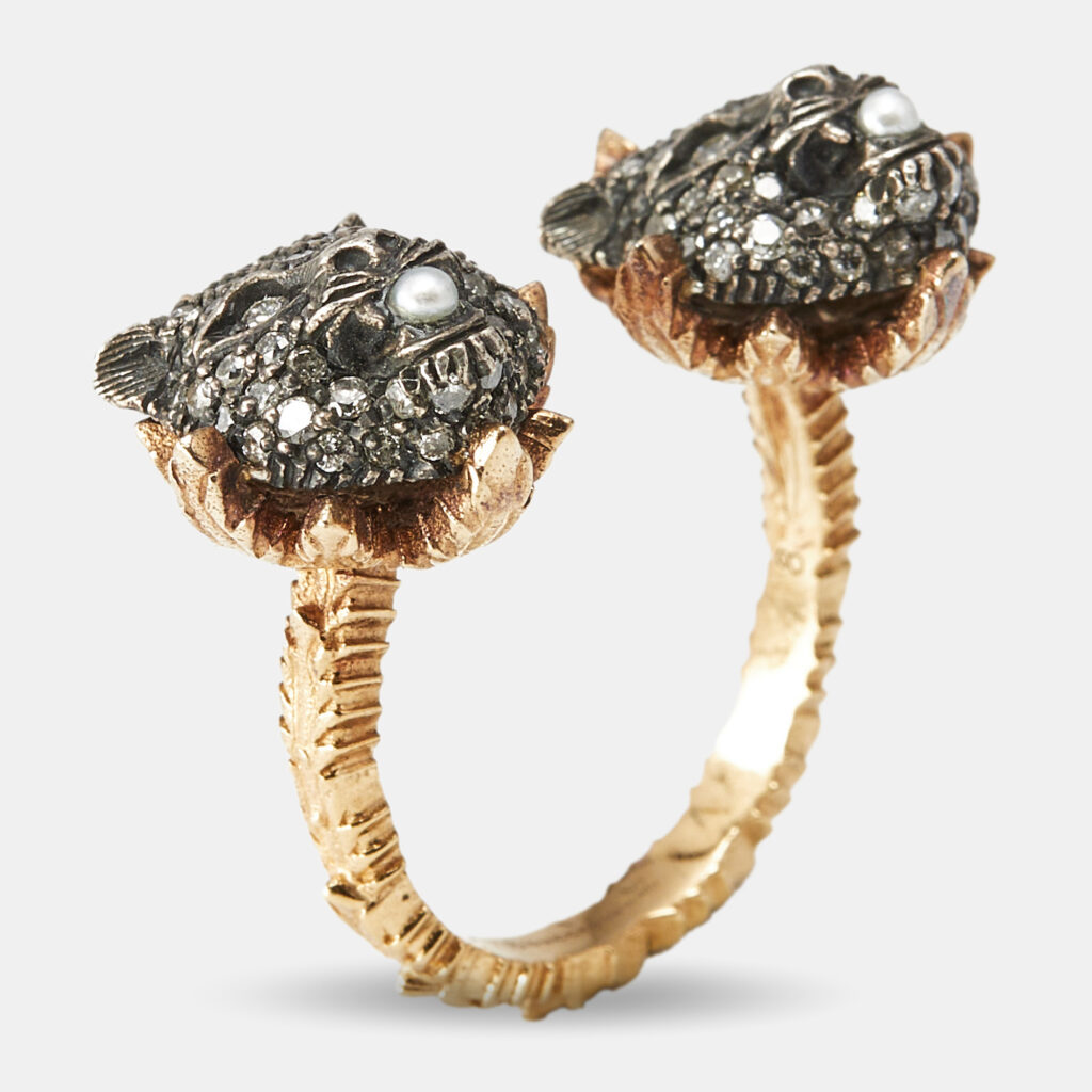 Gucci Le Marche Des Marveilles Pearl Diamonds 18k Two Tone Gold Ring Size 49 Gucci Le Marche Des Marveilles Pearl Diamonds 18k Two Tone Gold Ring Size 49