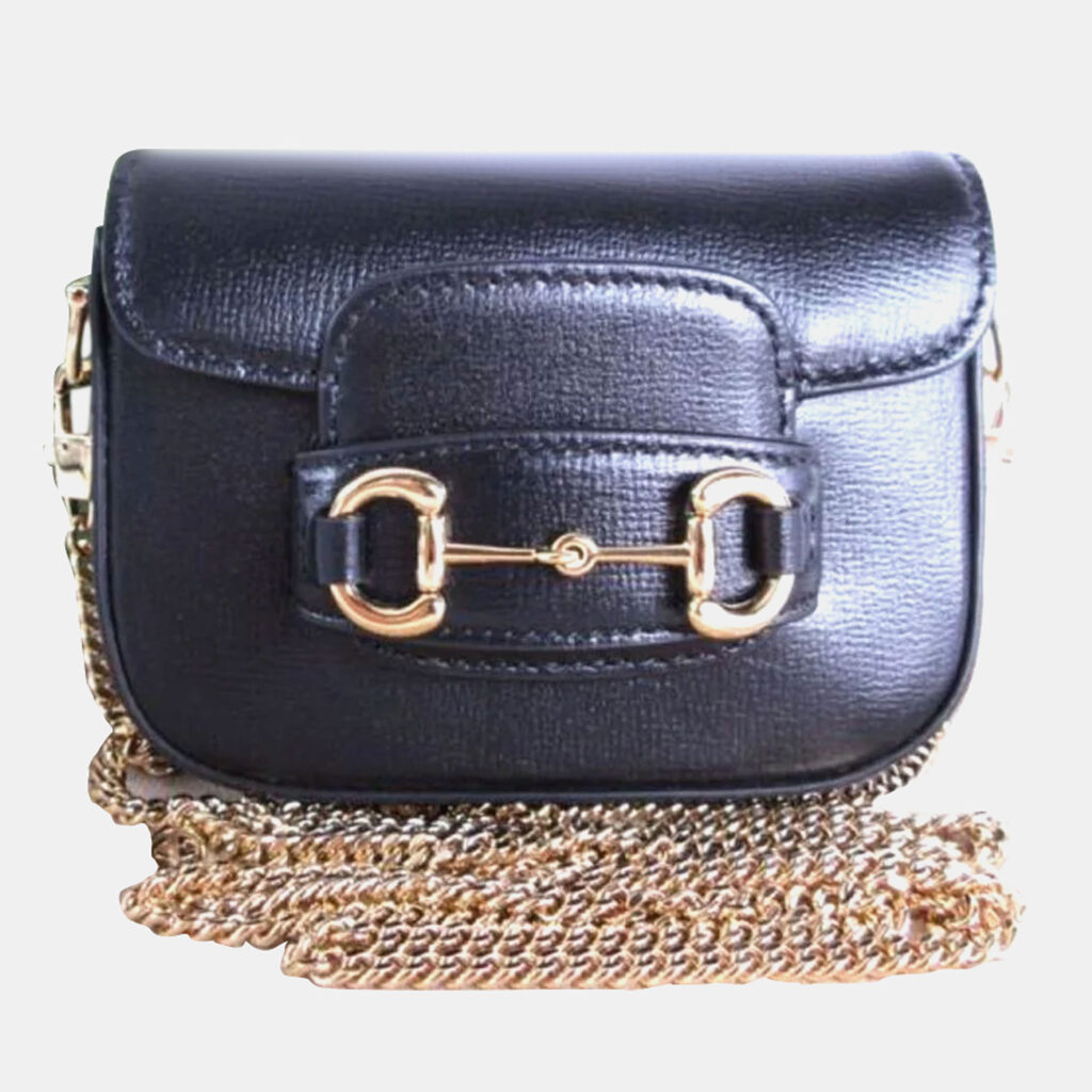 Gucci Black Leather Metal Horsebit Pochette Bag Gucci Black Leather Metal Horsebit Pochette Bag