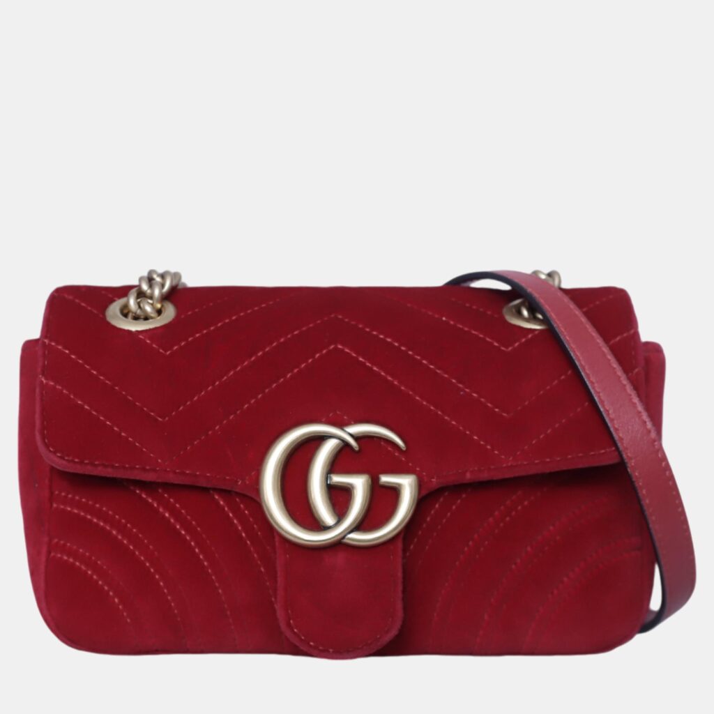 Gucci Red Velvet Mini Marmont Bag Gucci Red Velvet Mini Marmont Bag
