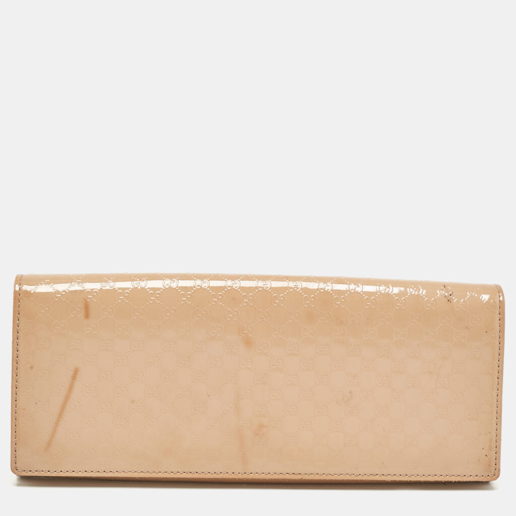 Gucci Beige Microguccissima Patent Leather Broadway Clutch Gucci Beige Microguccissima Patent Leather Broadway Clutch