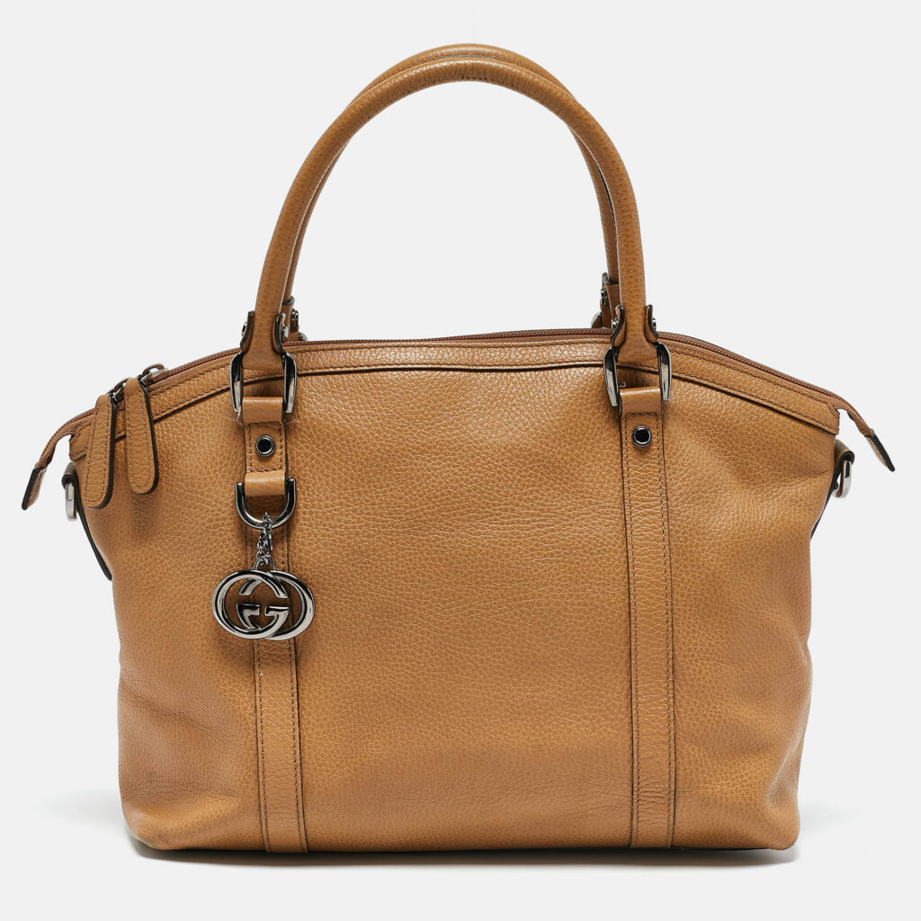 Gucci Choco Tan Leather Interlocking G Charm Satchel Gucci Choco Tan Leather Interlocking G Charm Satchel