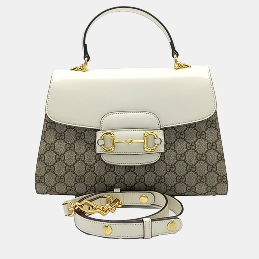 Gucci Beige Cream Canvas and Leather Horsebit 1955 Tote and Shoulder Bag Gucci Beige Cream Canvas and Leather Horsebit 1955 Tote and Shoulder Bag