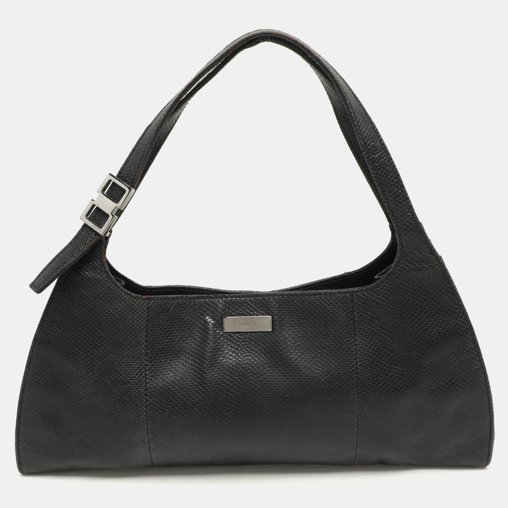 Gucci Black Karung Leather Shoulder Bag Gucci Black Karung Leather Shoulder Bag