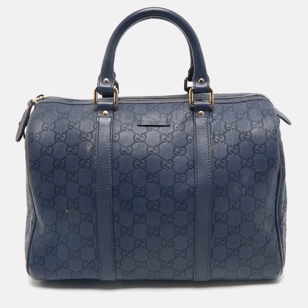 Gucci Navy Blue Guccissima Leather Medium Joy Boston Bag Gucci Navy Blue Guccissima Leather Medium Joy Boston Bag