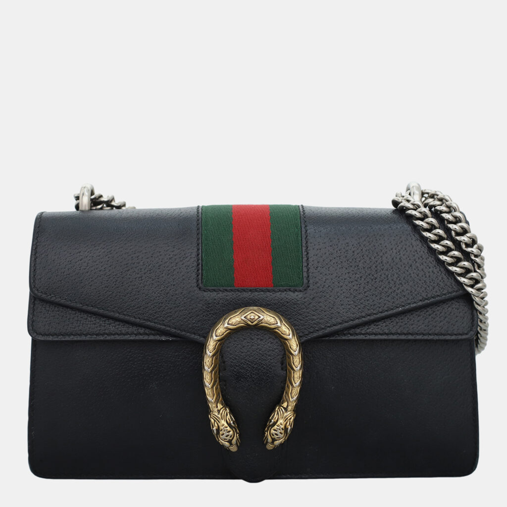 luxury-women-gucci-used-handbags-p1163088-002-1.jpg Gucci Black Dionysus Web Medium Shoulder Bag