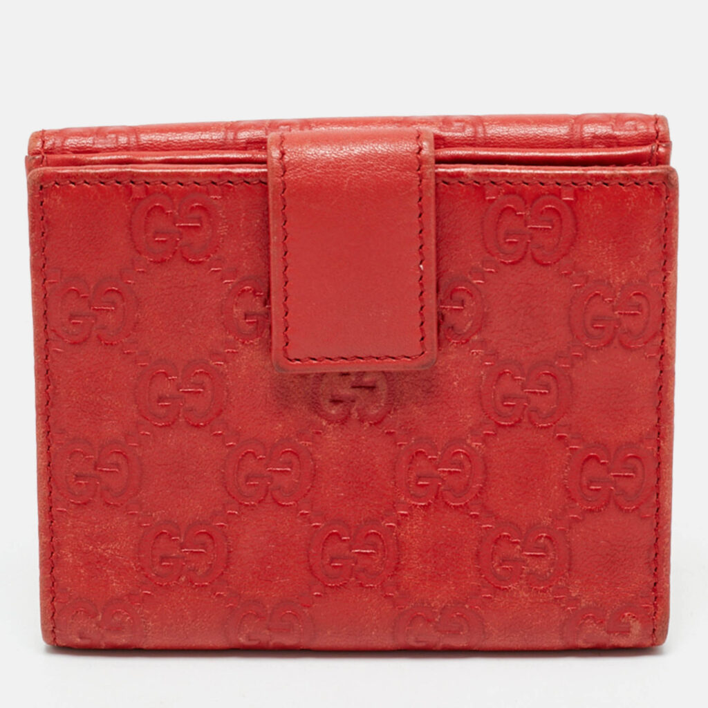 Gucci Orange Guccissima Leather Flap Compact Wallet
