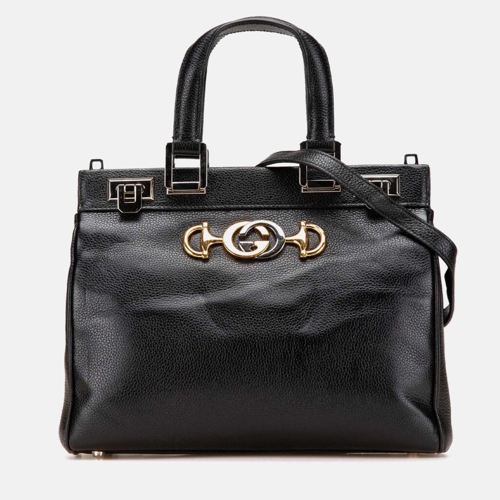 Gucci Black Small Grained Calfskin Zumi Top Handle Bag Gucci Black Small Grained Calfskin Zumi Top Handle Bag