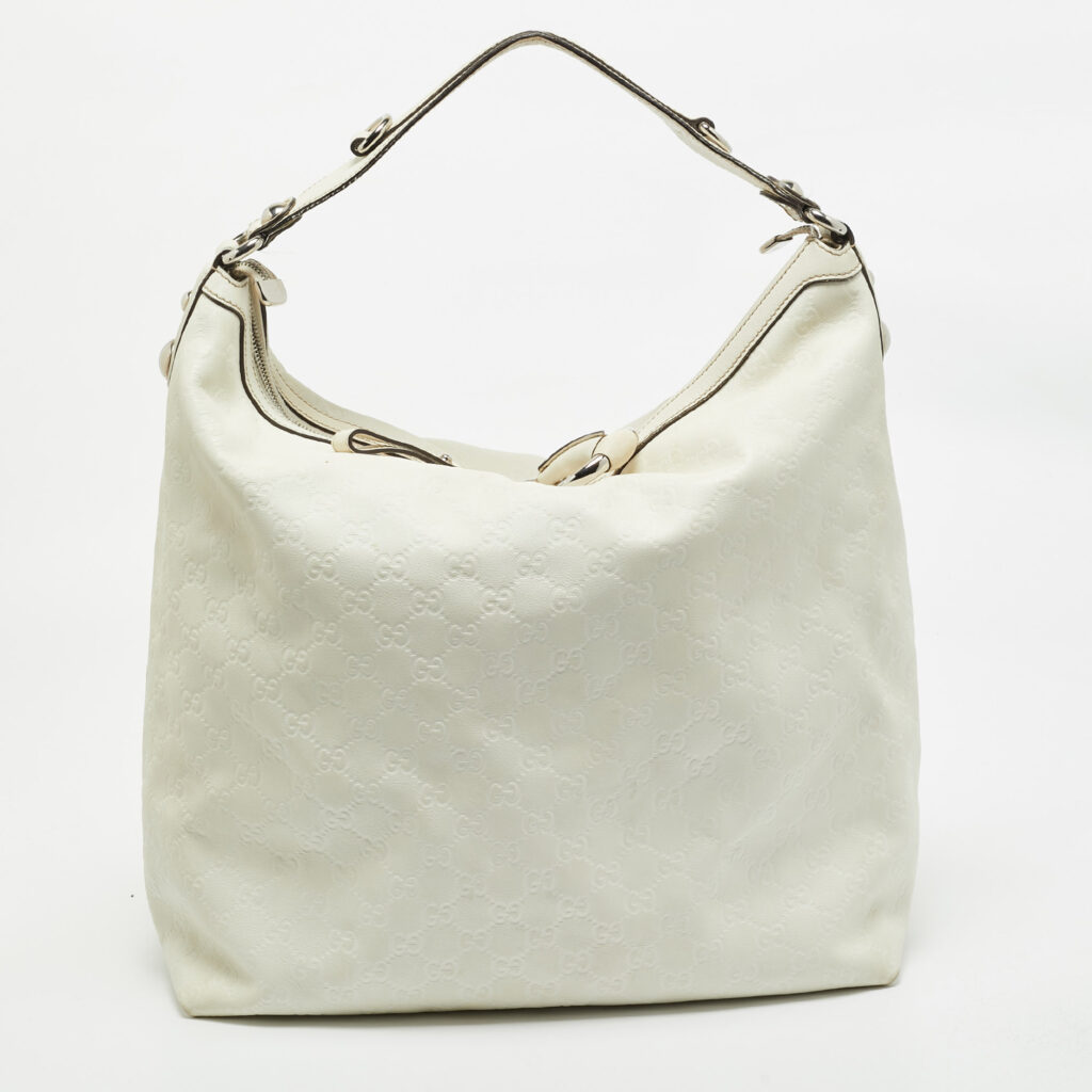 Gucci White Guccissima Leather Large Icon Bit Hobo Gucci White Guccissima Leather Large Icon Bit Hobo