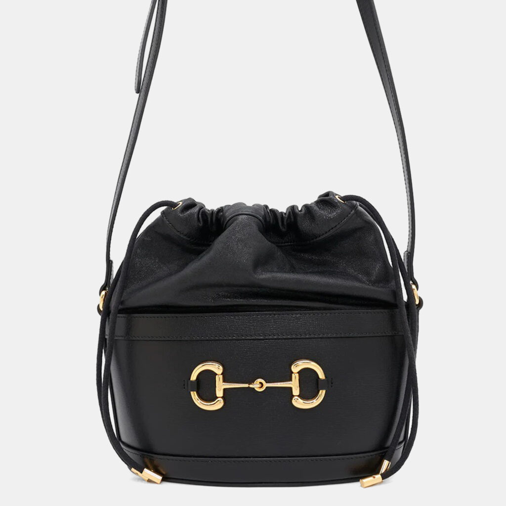 Gucci Horsebit 1955 Black Leather Bucket Bag Gucci Horsebit 1955 Black Leather Bucket Bag