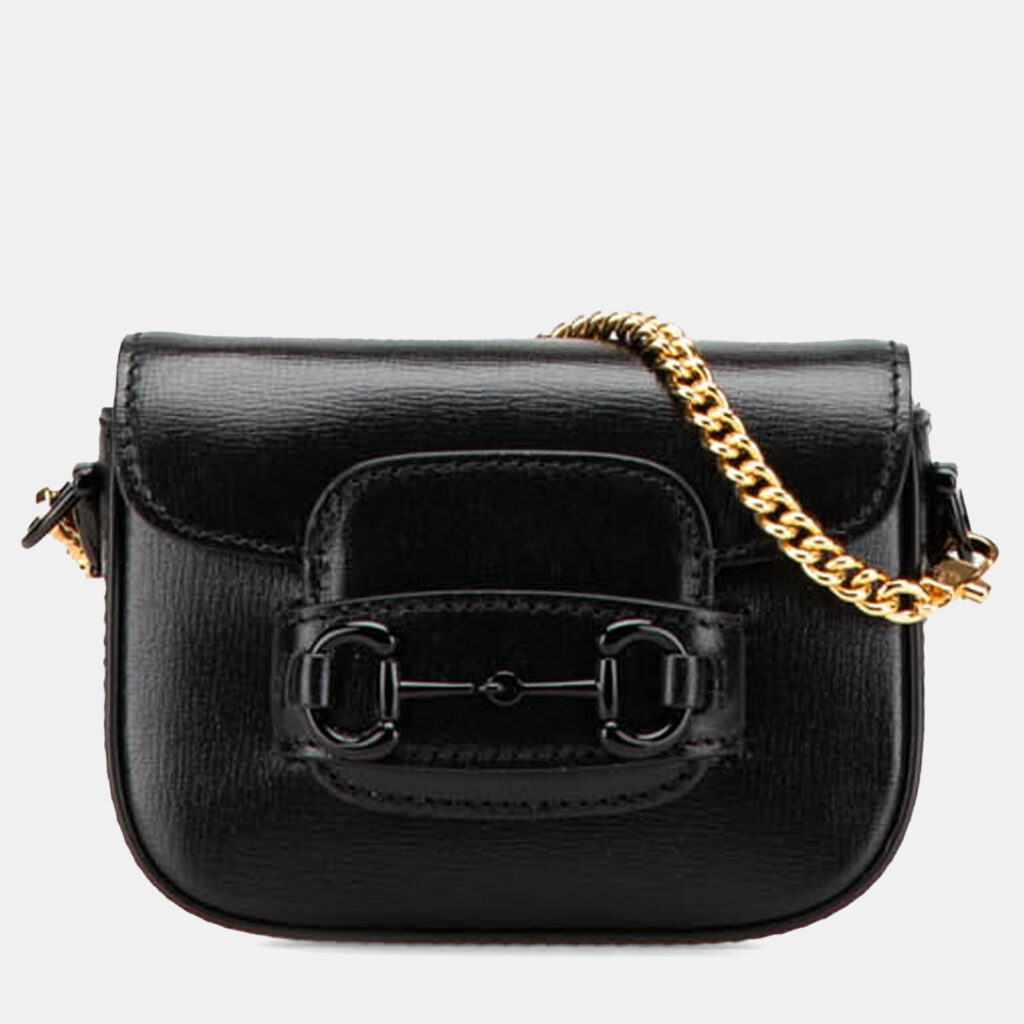 Gucci Black Mini Leather Horsebit 1955 Web Satchel Gucci Black Mini Leather Horsebit 1955 Web Satchel