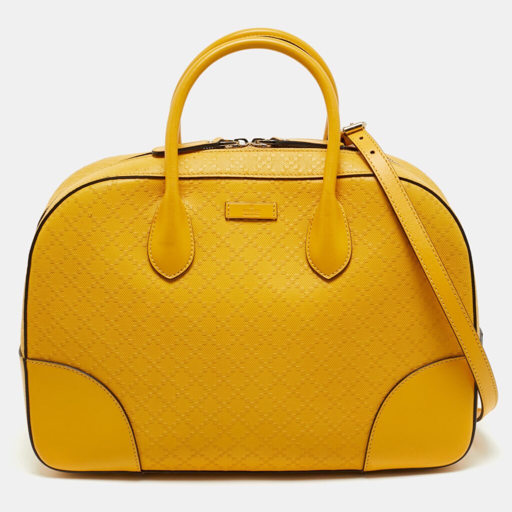 Gucci Yellow Diamante Leather Medium Bright Satchel