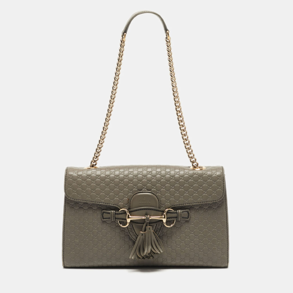Gucci Grey Microguccissima Leather Medium Emily Chain Shoulder Bag Gucci Grey Microguccissima Leather Medium Emily Chain Shoulder Bag