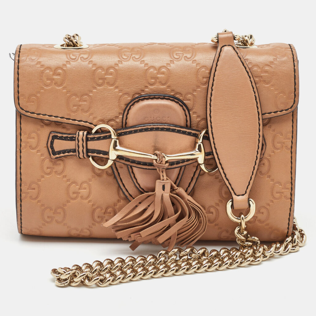 luxury-women-gucci-used-handbags-p1186696-007-1.jpg Gucci Light Brown Guccissima Leather Mini Emily Chain Shoulder Bag