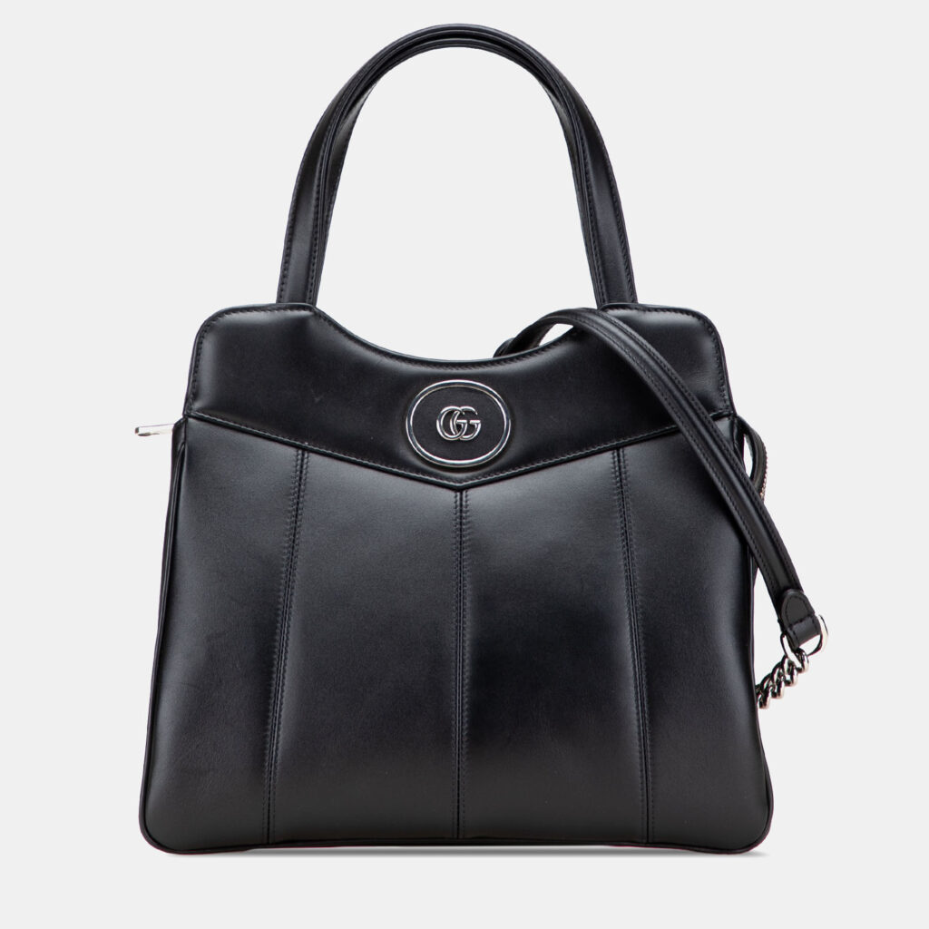 Gucci Black Small Leather Petite GG Tote