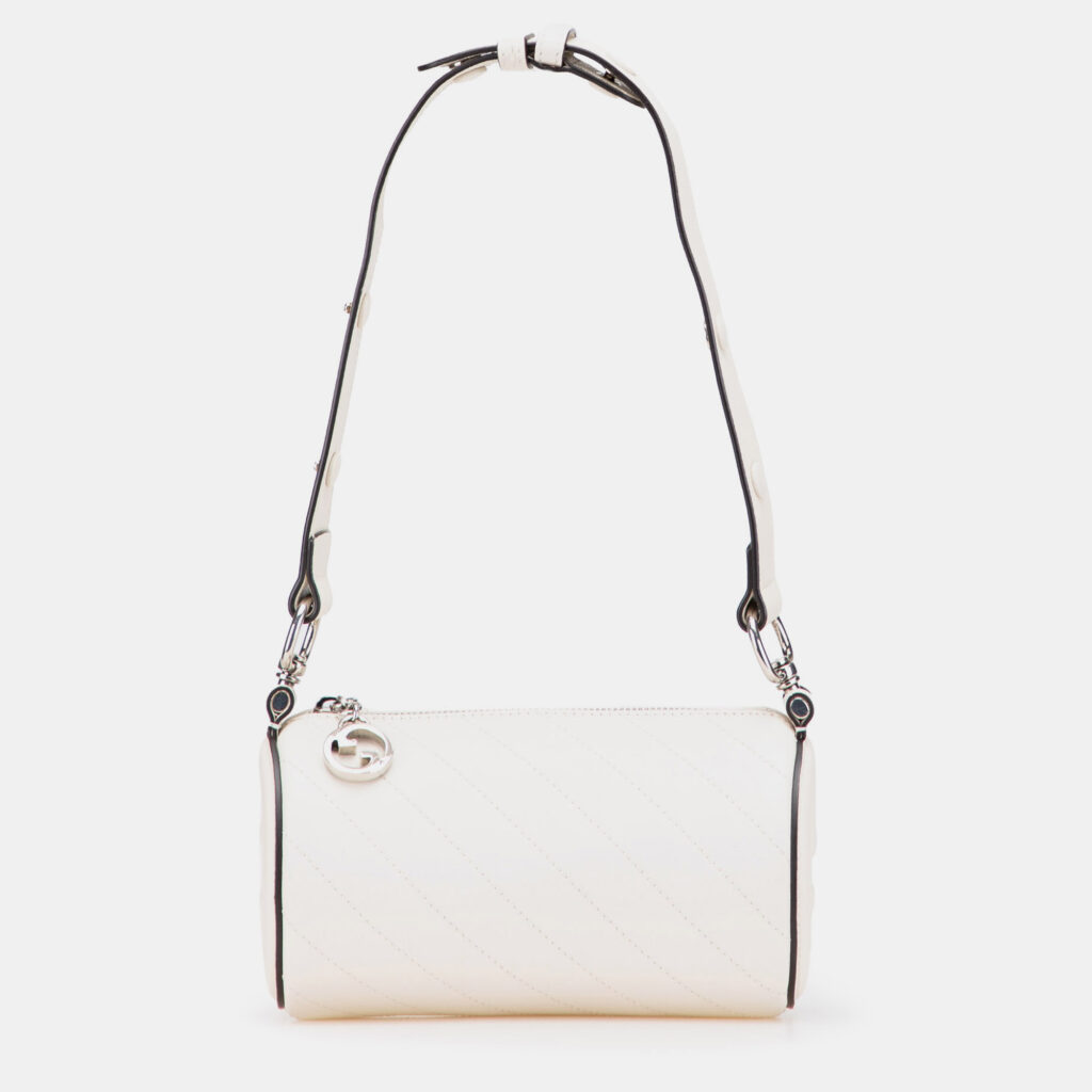 Gucci White Mini Leather Blondie Barrel Shoulder Bag