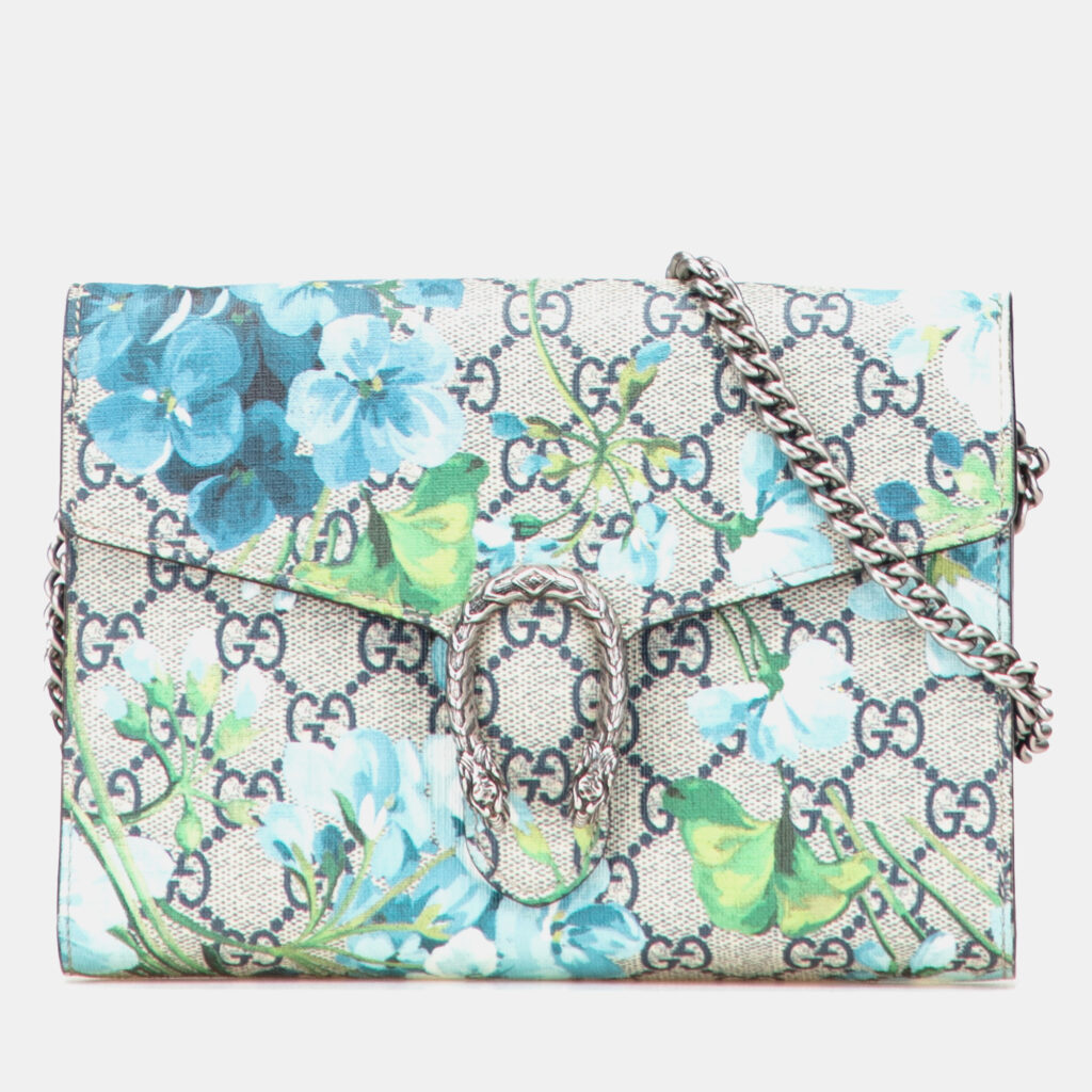 Gucci Beige Multicolor GG Supreme Dionysus Blooms Chain Wallet Gucci Beige Multicolor GG Supreme Dionysus Blooms Chain Wallet