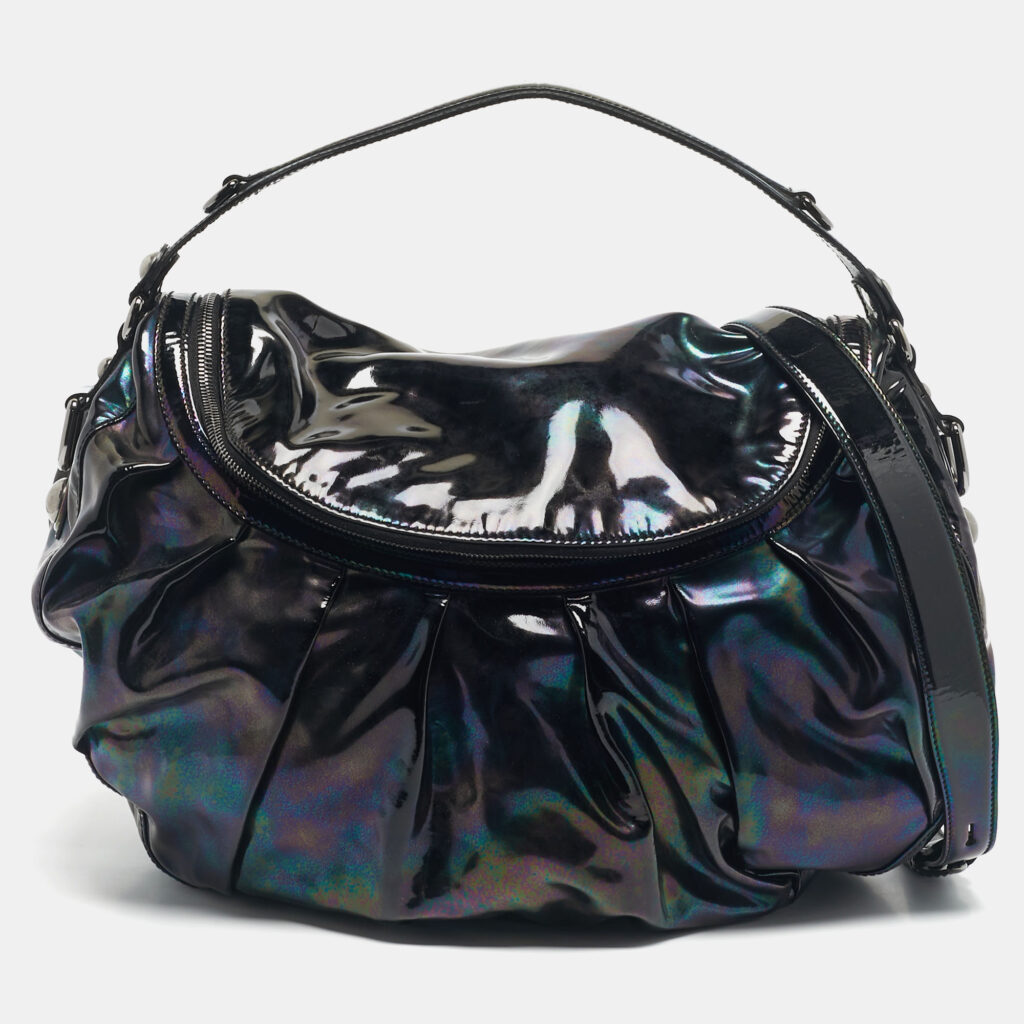 Gucci Black Holographic Effect Patent Leather Icon Bit Hobo Gucci Black Holographic Effect Patent Leather Icon Bit Hobo