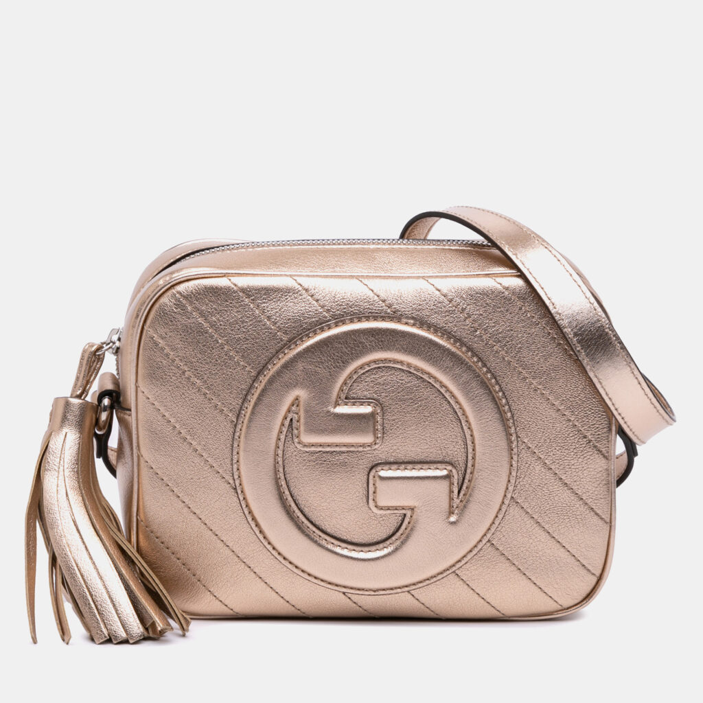 Gucci Gold Small Metallic Calfskin Blondie Crossbody Bag