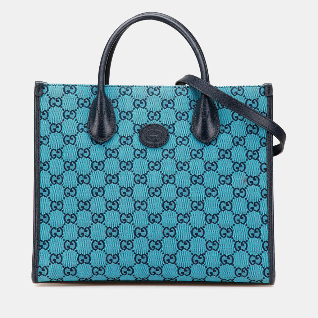 Gucci Blue Small GG Canvas Interlocking G Tote