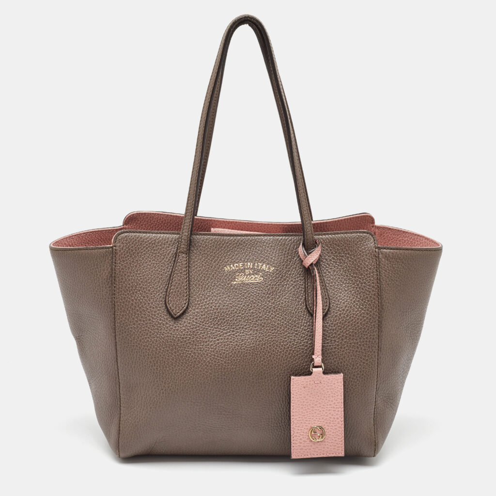 Gucci Grey Leather Small Swing Tote Gucci Grey Leather Small Swing Tote