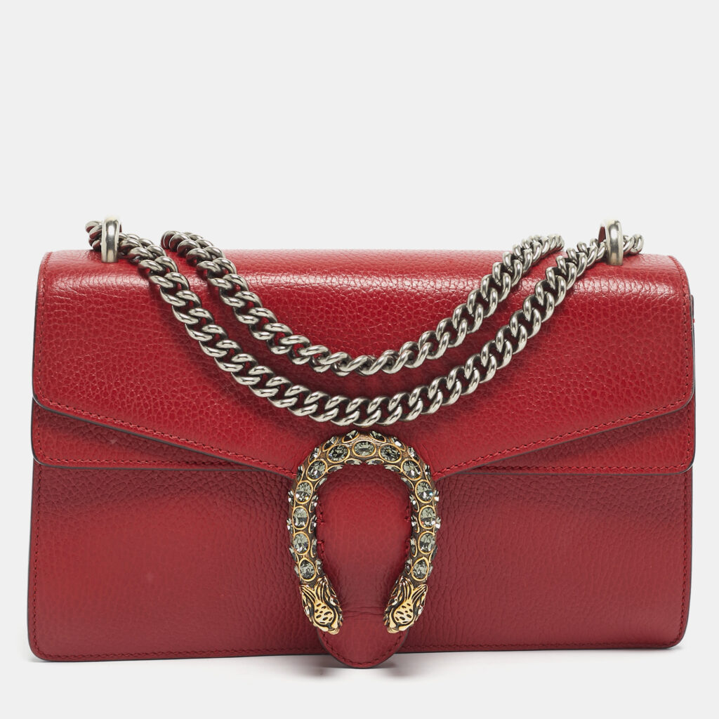 Gucci Red Leather Small Dionysus Crystals Shoulder Bag Gucci Red Leather Small Dionysus Crystals Shoulder Bag