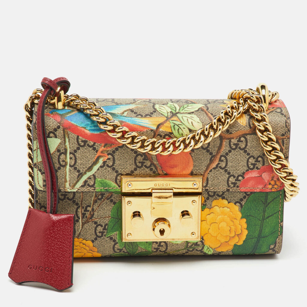Gucci Multicolor GG Supreme Canvas Tian Print Small Padlock Shoulder Bag Gucci Multicolor GG Supreme Canvas Tian Print Small Padlock Shoulder Bag