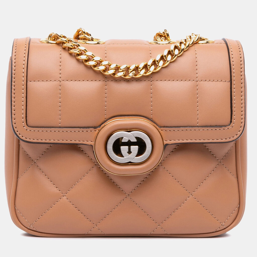 Gucci Brown Mini Leather Deco Chain Shoulder Bag Gucci Brown Mini Leather Deco Chain Shoulder Bag