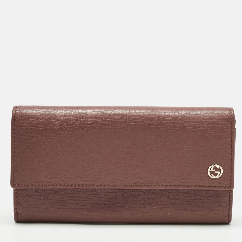 Gucci Old Rose Leather Interlocking G Flap Continental Wallet Gucci Old Rose Leather Interlocking G Flap Continental Wallet