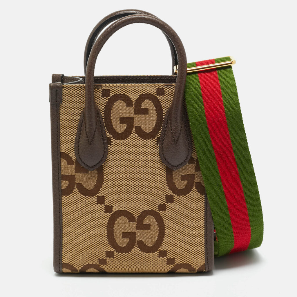 Gucci Beige/Ebony Jumbo GG Canvas and Leather Mini Vertical Tote Gucci Beige/Ebony Jumbo GG Canvas and Leather Mini Vertical Tote