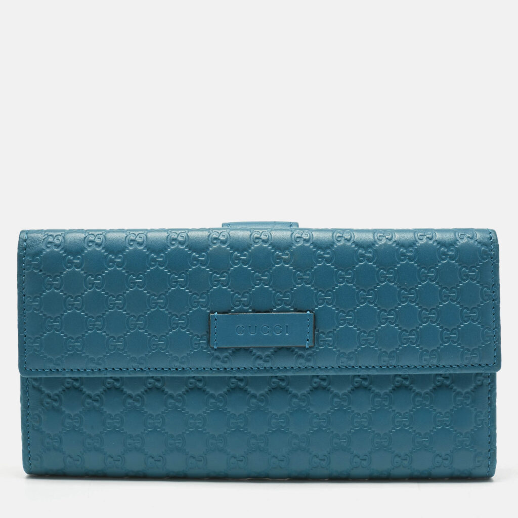 Gucci Teal Blue Microguccissima Leather Flap Continental Wallet Gucci Teal Blue Microguccissima Leather Flap Continental Wallet