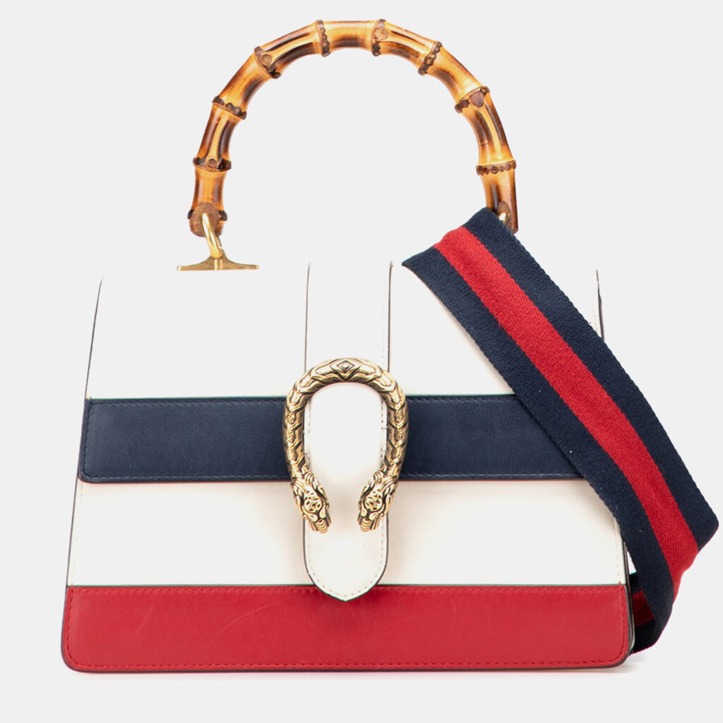 Gucci White Medium Leather Bamboo Dionysus Web Satchel Gucci White Medium Leather Bamboo Dionysus Web Satchel