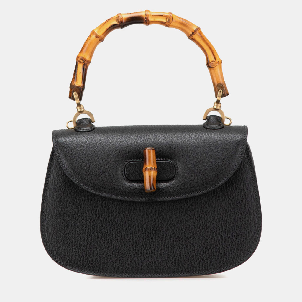 Gucci Black Calfskin Bamboo Night Handbag Gucci Black Calfskin Bamboo Night Handbag