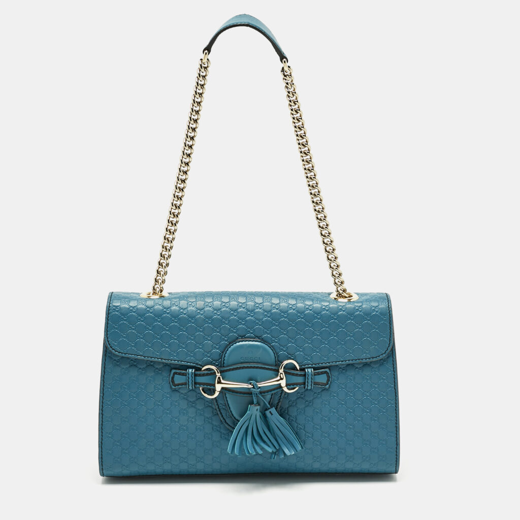 Gucci Teal Microguccissima Leather Medium Emily Chain Shoulder Bag Gucci Teal Microguccissima Leather Medium Emily Chain Shoulder Bag