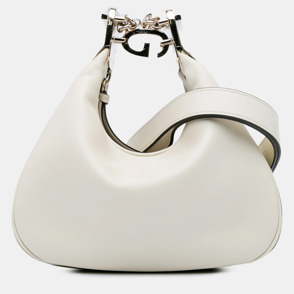 Gucci Web Small White Leather Attache Crossbody Bag Gucci Web Small White Leather Attache Crossbody Bag