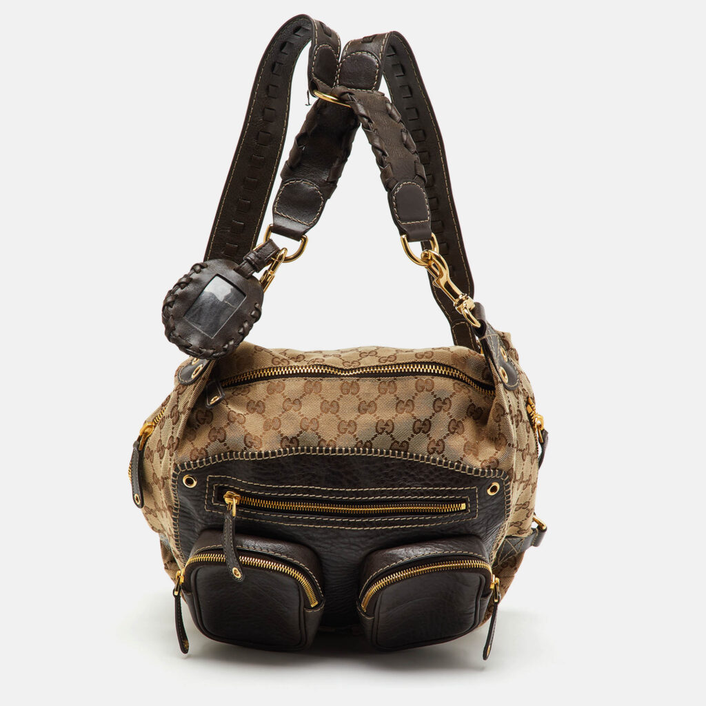 Gucci Beige/Brown GG Canvas and Leather Medium Darwin Convertible Backpack Gucci Beige/Brown GG Canvas and Leather Medium Darwin Convertible Backpack
