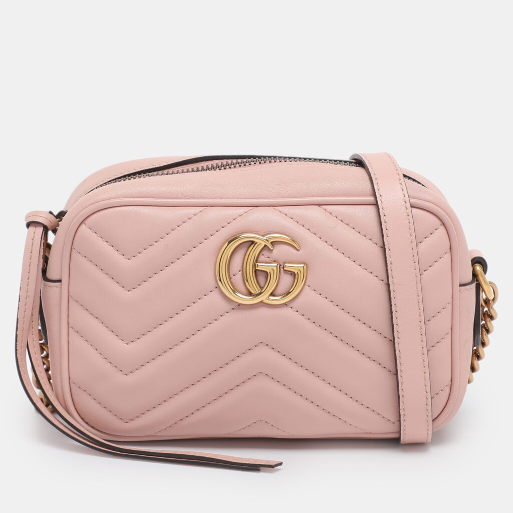 Gucci Dusty Pink Leather GG Marmont Mini Shoulder Bag