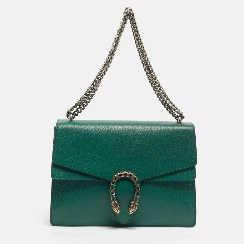 Gucci Green Leather Medium Dionysus Shoulder Bag Gucci Green Leather Medium Dionysus Shoulder Bag