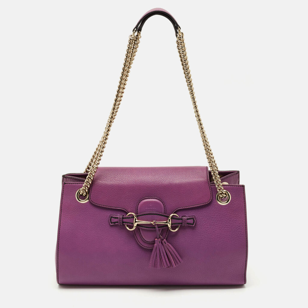 Gucci Purple Leather Large Emily Chain Shoulder Bag Gucci Purple Leather Large Emily Chain Shoulder Bag