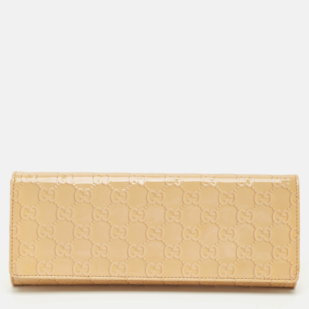 Gucci Cream Guccissima Patent Leather Broadway Clutch Gucci Cream Guccissima Patent Leather Broadway Clutch