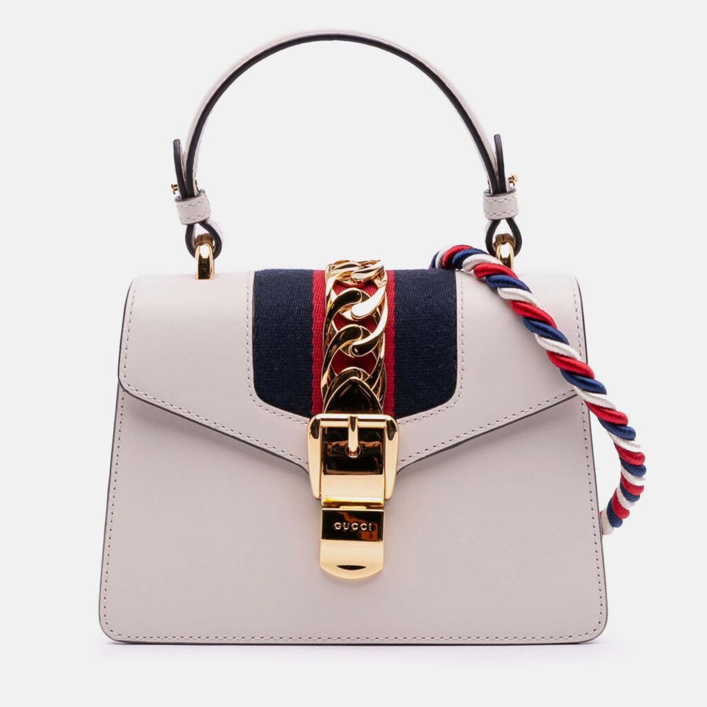 Gucci White Mini Calfskin Sylvie Satchel Gucci White Mini Calfskin Sylvie Satchel