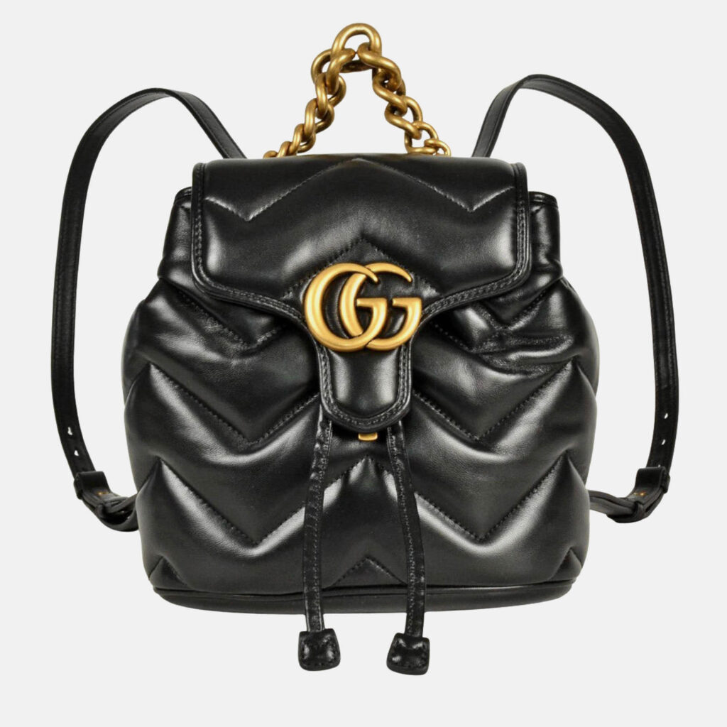 Gucci Gg Marmont Quilted Mini Backpack Leather Black Gucci Gg Marmont Quilted Mini Backpack Leather Black