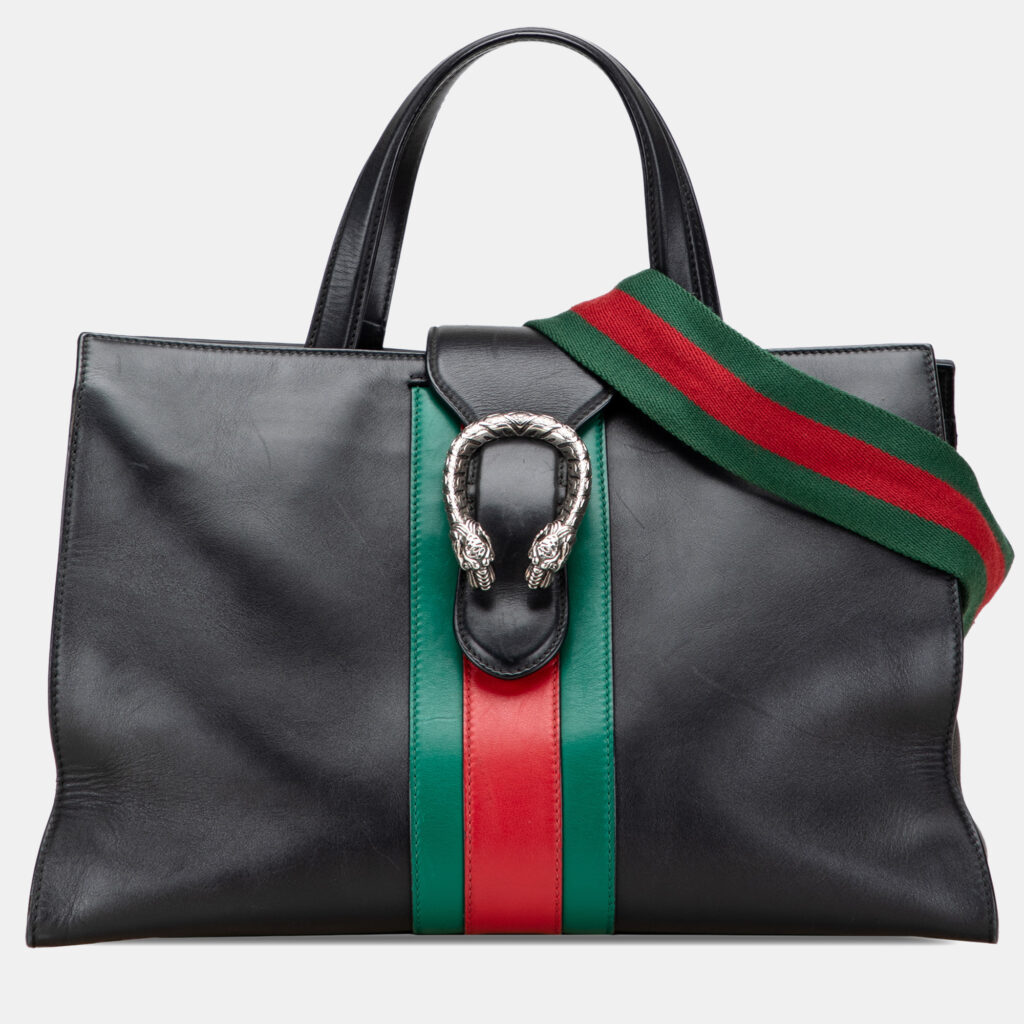 Gucci Black Large Calfskin Dionysus Web Top Handle Bag Gucci Black Large Calfskin Dionysus Web Top Handle Bag