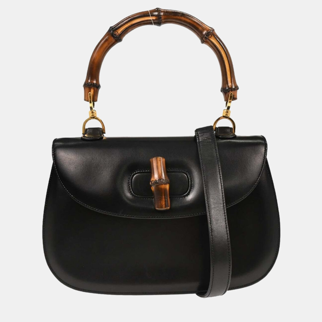 Gucci Black Bamboo 2way Handbag