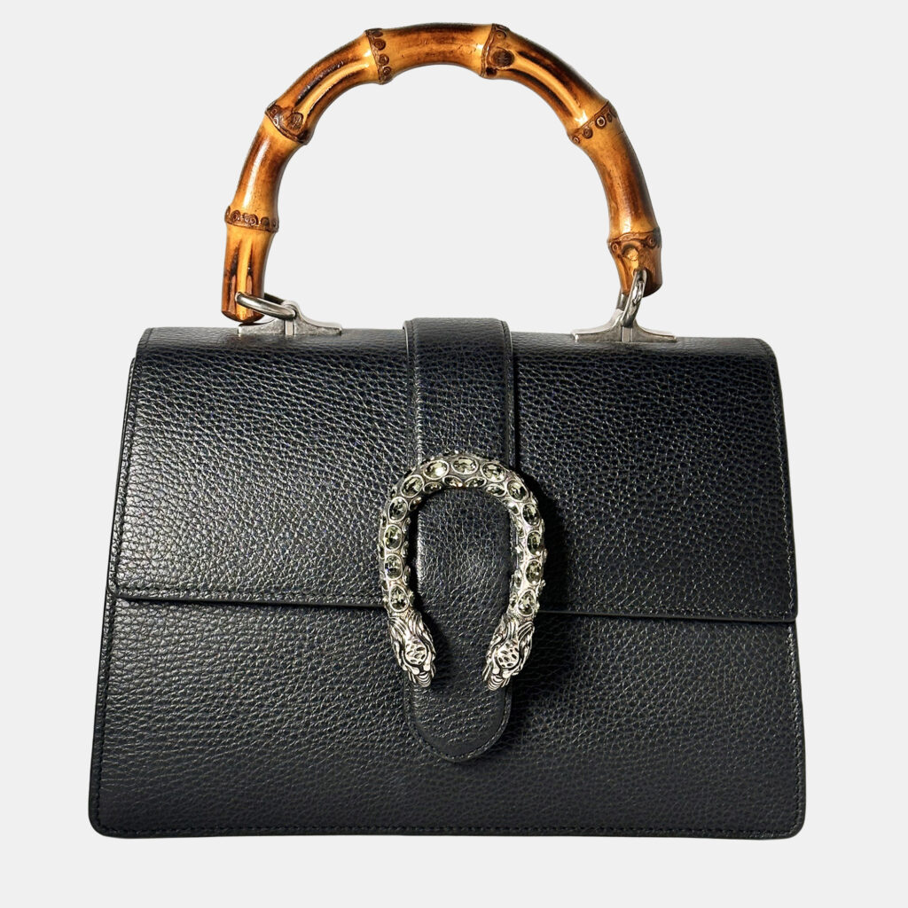 Gucci Black Leather Dionysus Bamboo Top handle Bag Gucci Black Leather Dionysus Bamboo Top handle Bag