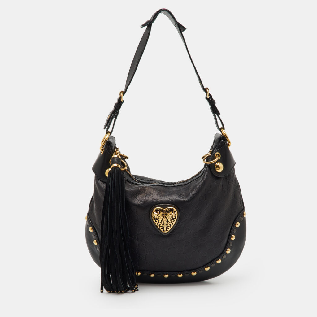 Gucci Black Guccissima Leather Babouska Heart Hobo Gucci Black Guccissima Leather Babouska Heart Hobo
