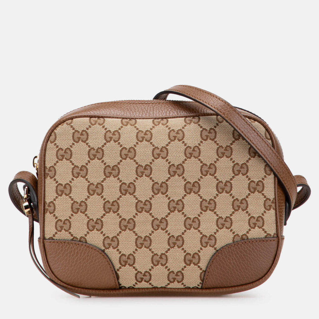 Gucci Beige Brown GG Canvas Bree Crossbody