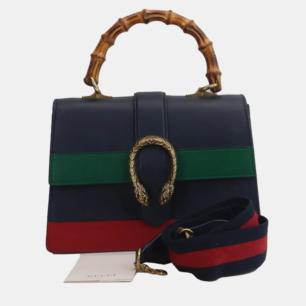 Gucci Multicolor Medium Leather Bamboo Dionysus Web Satchel